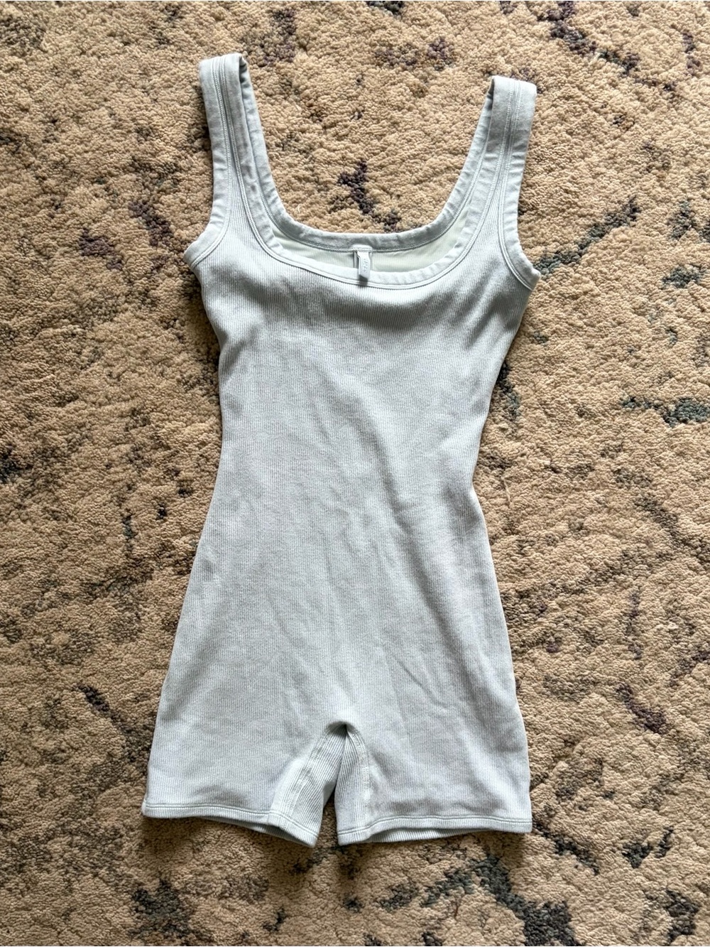 Skims Cotton Ribbed Onesie Romper in Baby Blue